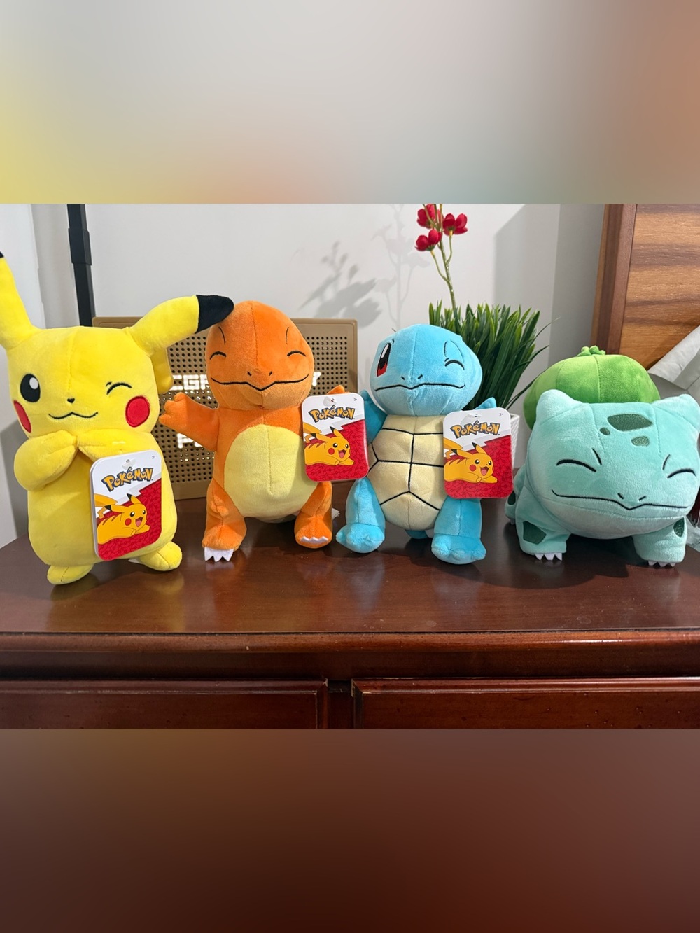 New Pokémon 8 inch soft plush SET - Pikachu, Charmander, Squirtle, Bulbasaur